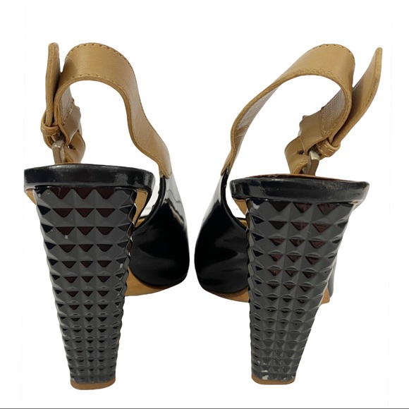 Authentic GIUSEPPE ZANNOTI Slingback peep toe pump black heels Italy 36.5 - Picture 9 of 11